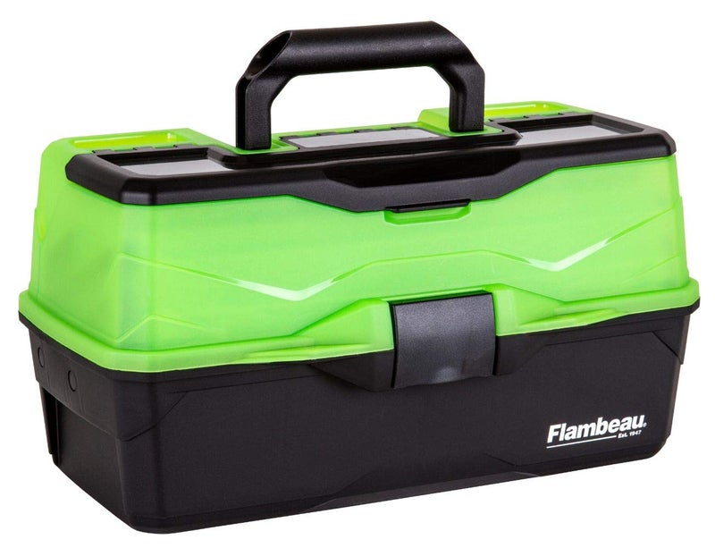 Flambeau Outdoors 6383FG 3-Tray Classic Tray Tackle Box, Portable Tackle Organizer, Frost Green/Black - Image 1